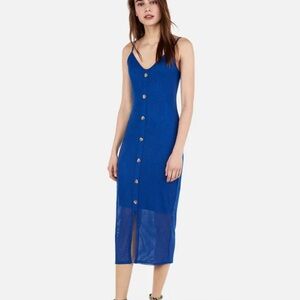 Express Big Button Ribbed Midi Tank Dress